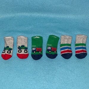 INFANT socks monster truck dump truck stripes cozy comfy 3 pair size 0-6 months